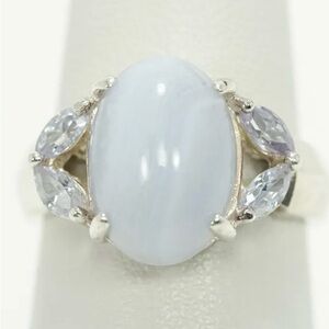 Vintage Blue Lace Agate & Tanzanite Sterling Silver Ring - Size 5.5
